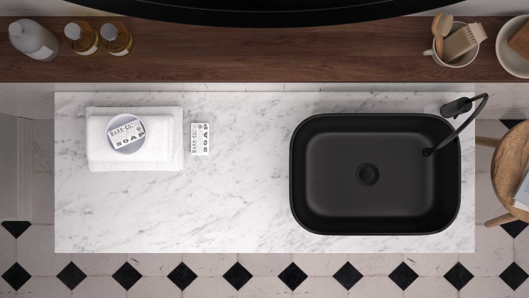 detalle lavabo negro Geo vintage