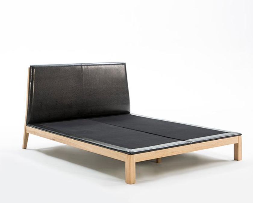 imagen estructura cama madera p.piel vintage