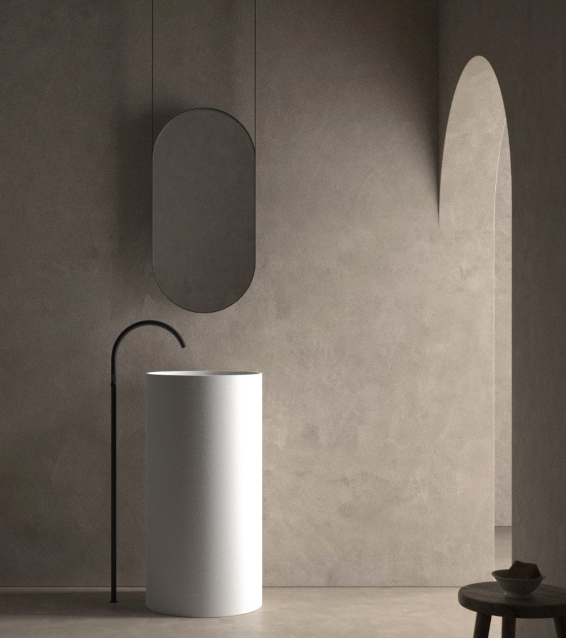 ambientación baño con espejo Up Oval
