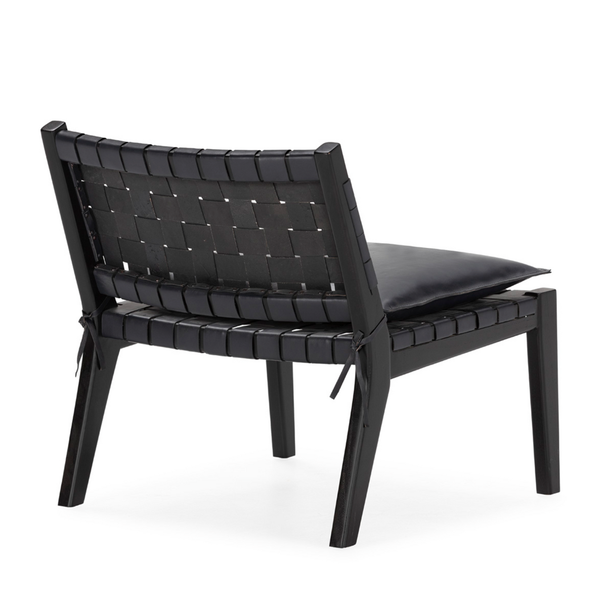 Sillón Mid-Century de Teca Natural y Cuero Trenzado | Thai Natura