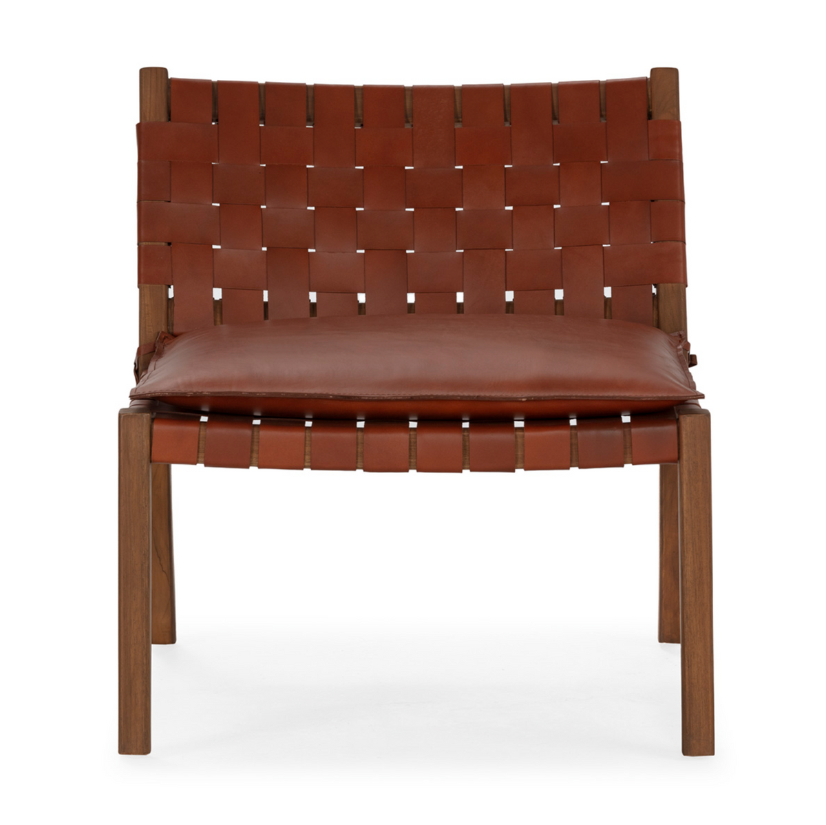 Mid-Century Natural Teak and Braided Leather Armchair | Thai Natura
