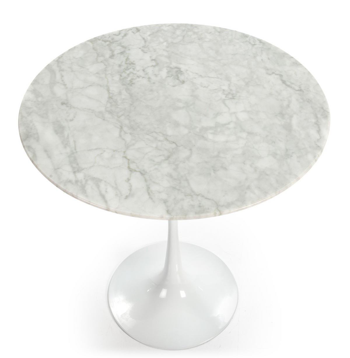 Mesa Auxiliar Redonda Estilo Tulip Mármol Blanco | Ø50 x 50 cm