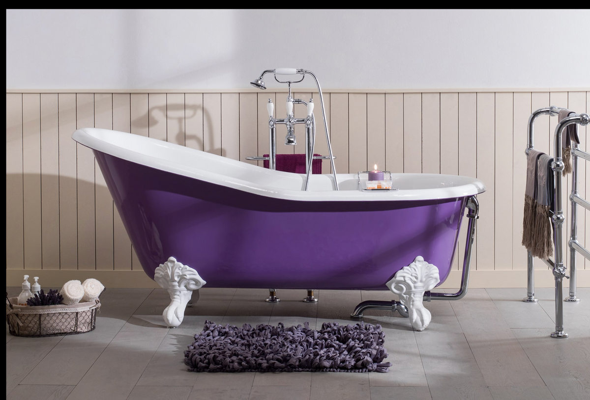 Bañera con patas Lavande de hierro fundido esmaltado estilo vintage