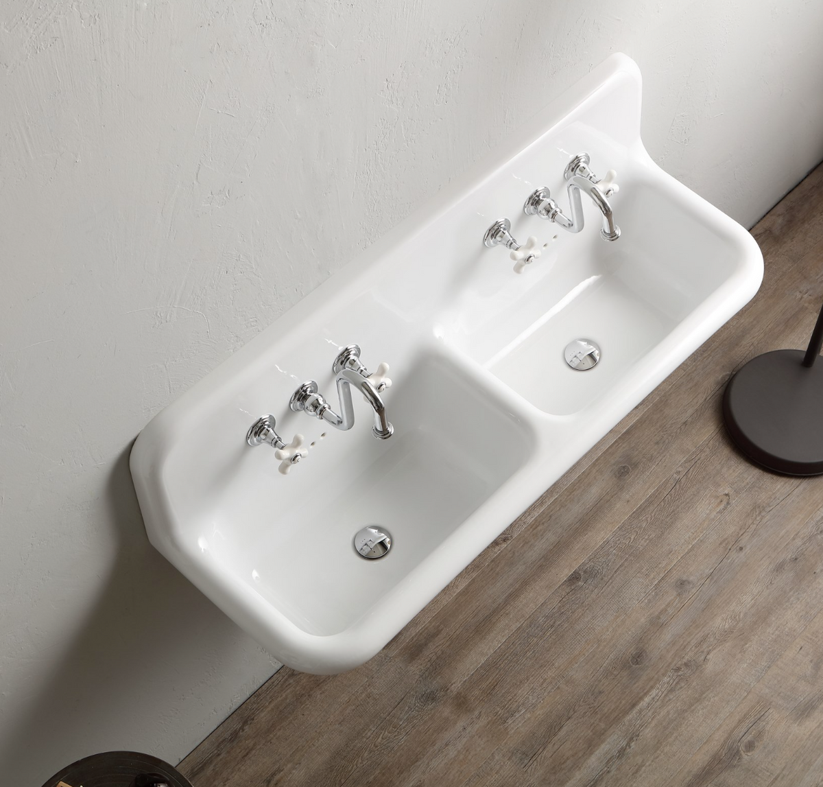 Lavabo de Cerámica Vintage Extragrande Doble Seno True Colors | Bleu Provence | Retrotimes