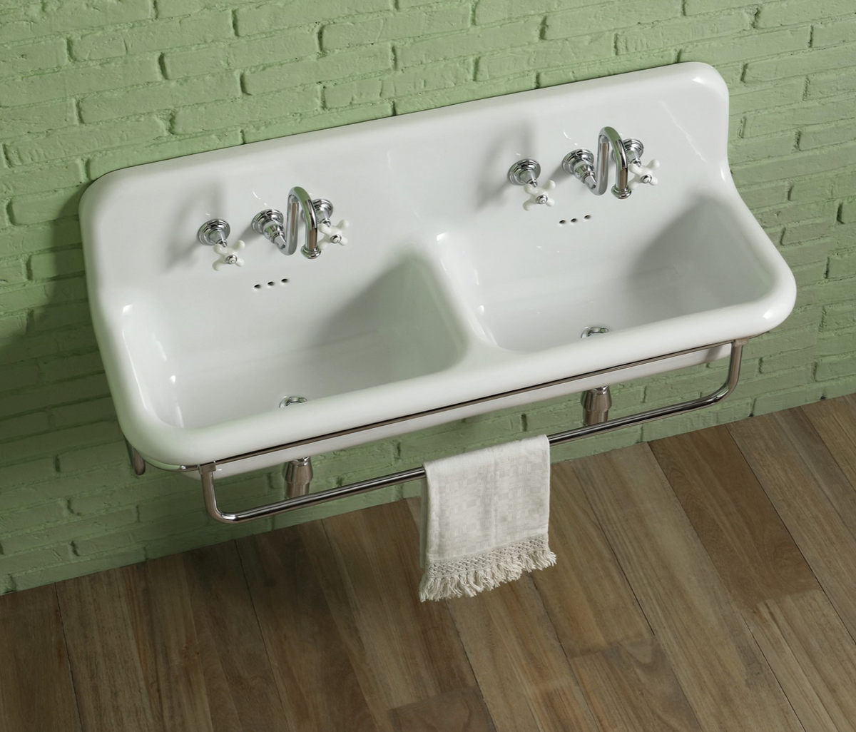 Lavabo de Cerámica Vintage Extragrande Doble Seno True Colors | Bleu Provence | Retrotimes