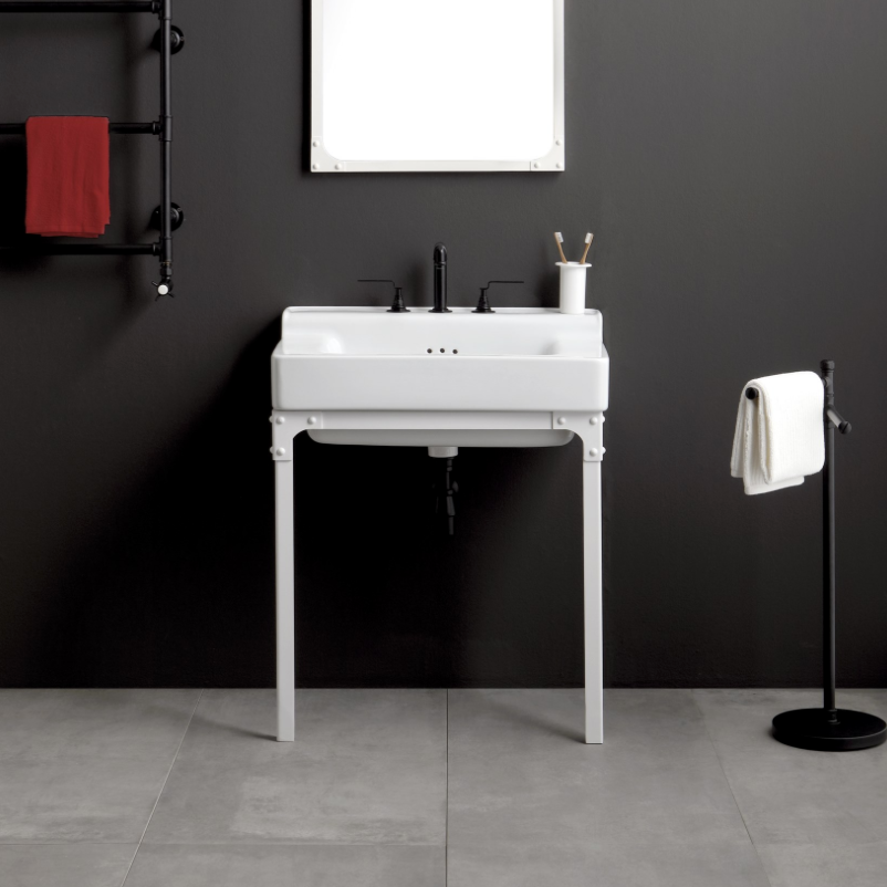 lavabo Industrialis 75 cm con base metálica blanca