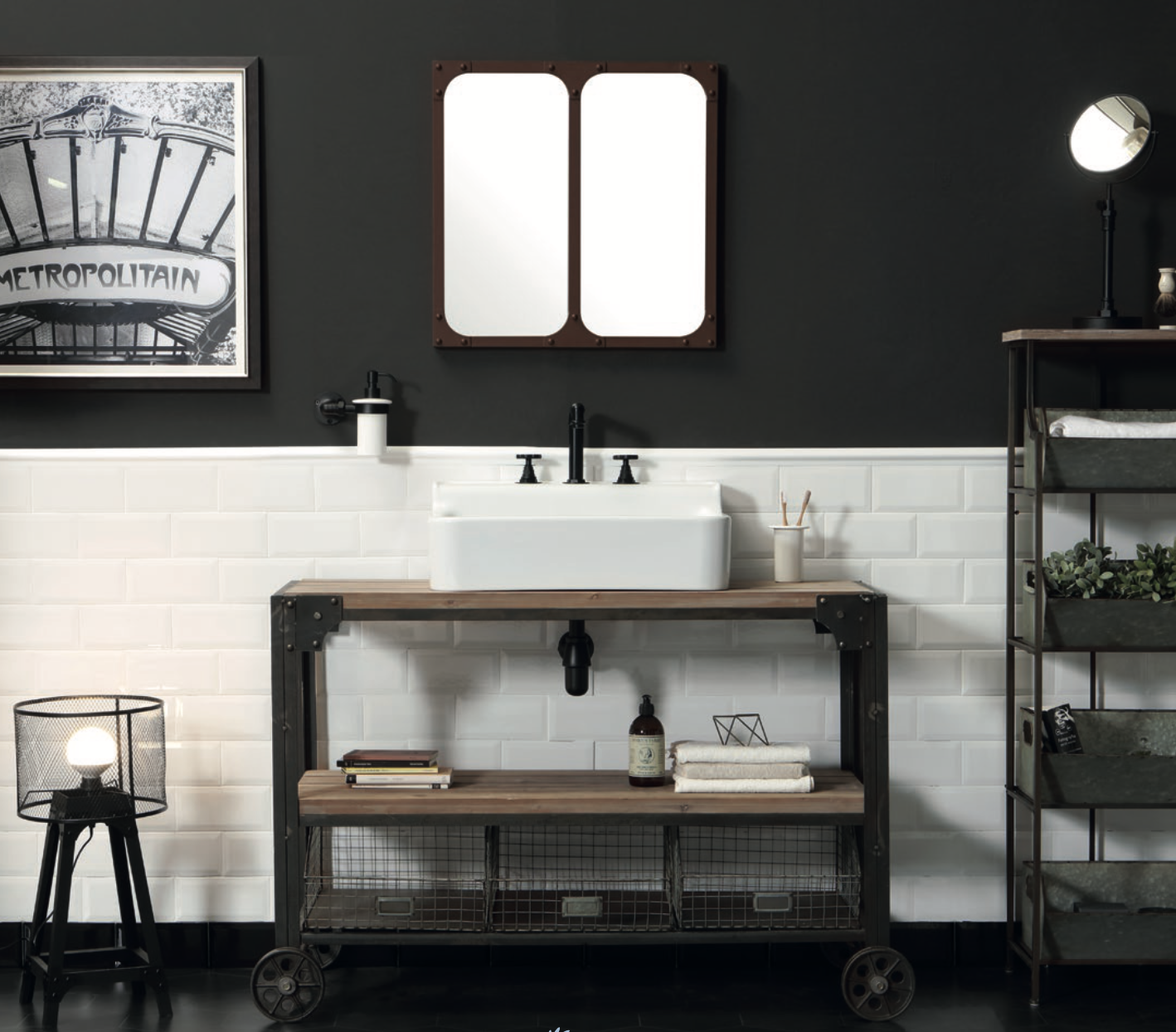 ambientación baño con mueble Industrialis