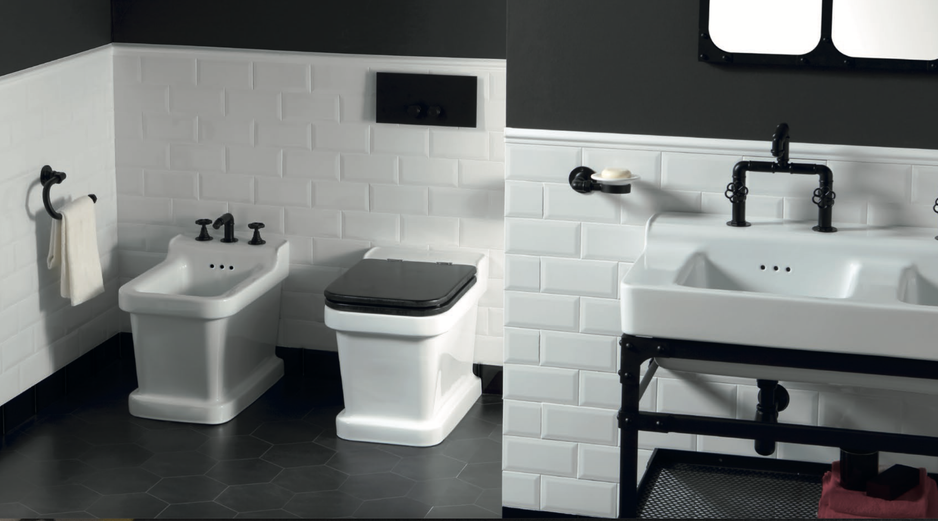 ambientación baño con bidet Industrialis  a tierra