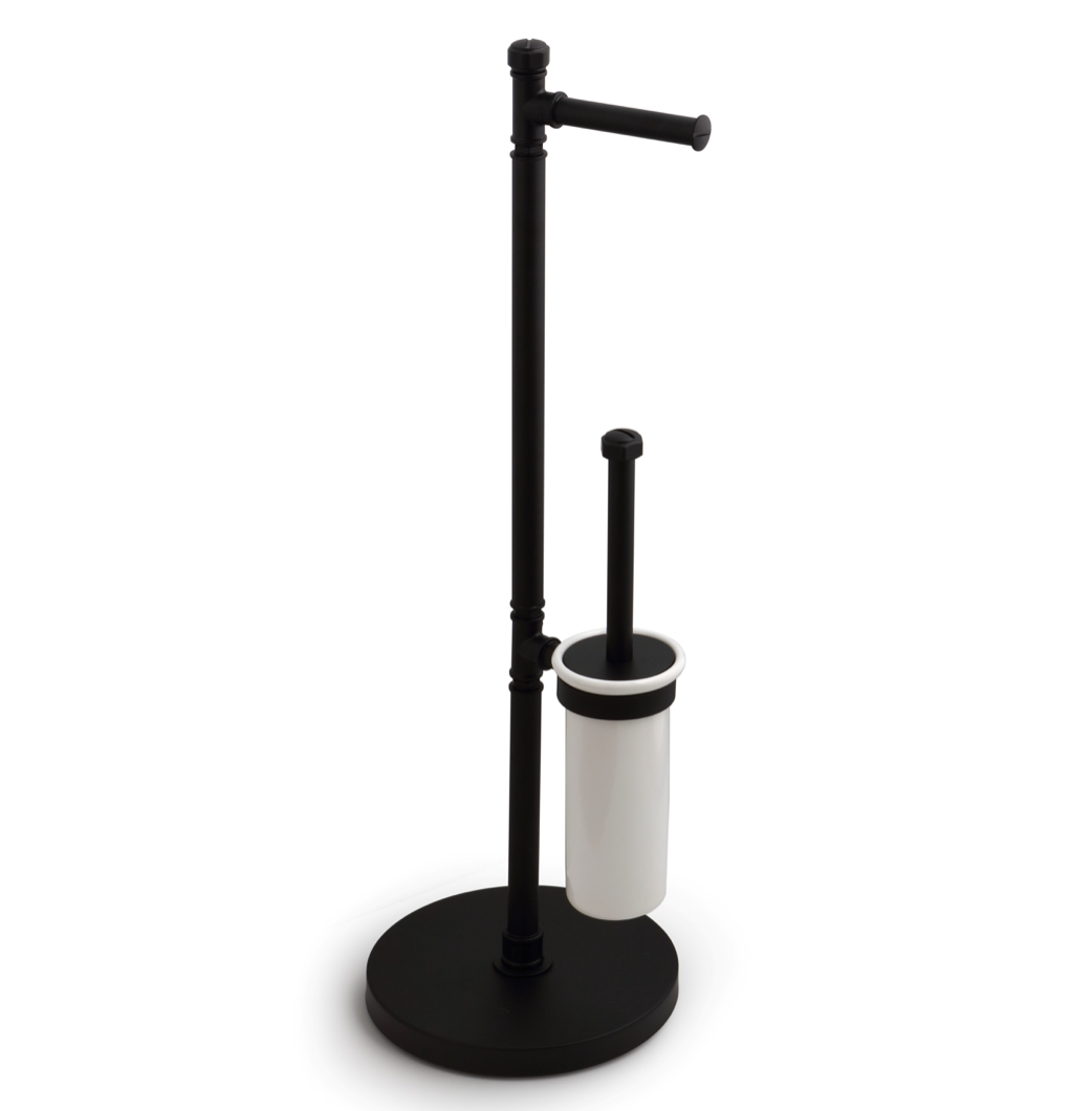 pedestal porta rollos y portaescobillero en RAL negro