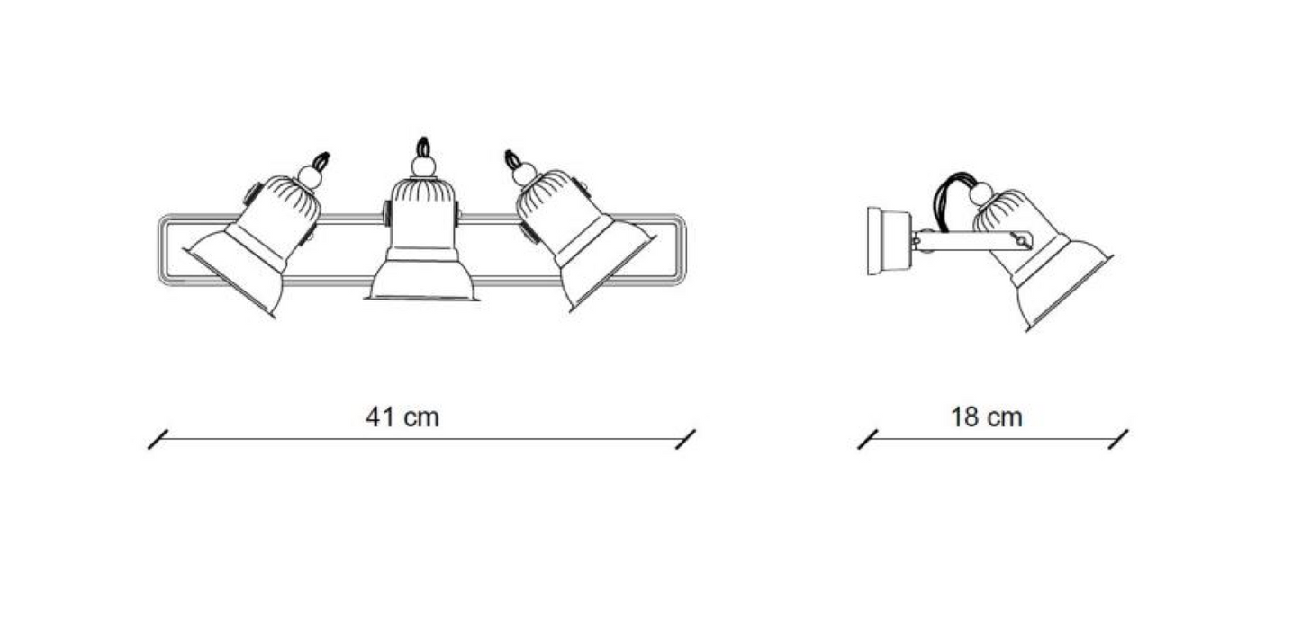 medidas  aplique triple foco Loft C 1677 