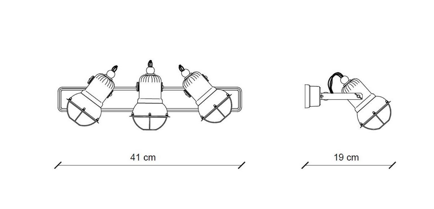 medidas aplique triple foco Loft C1677-1 