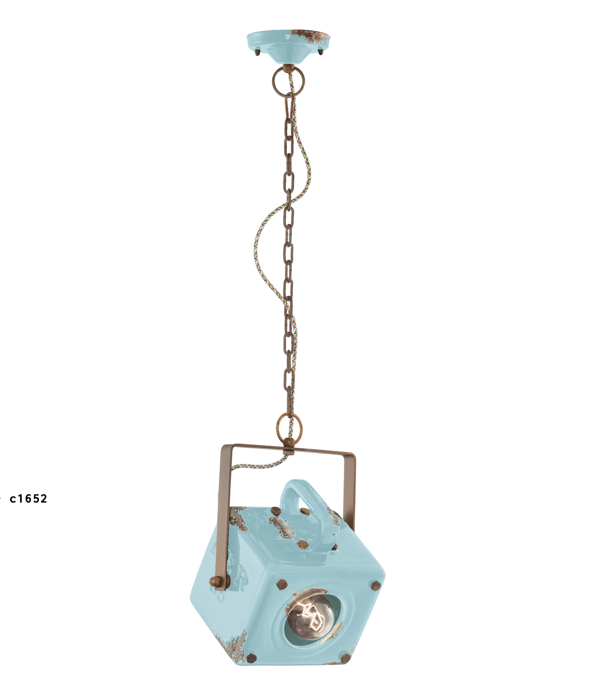 imagen lámpara colgante Industrial c1652 azul claro