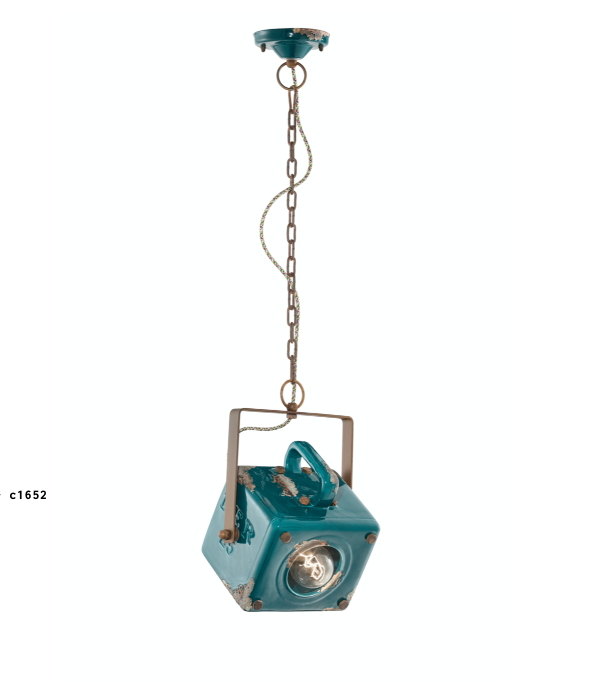 imagen lámpara colgante Industrial c1652 verde vintage