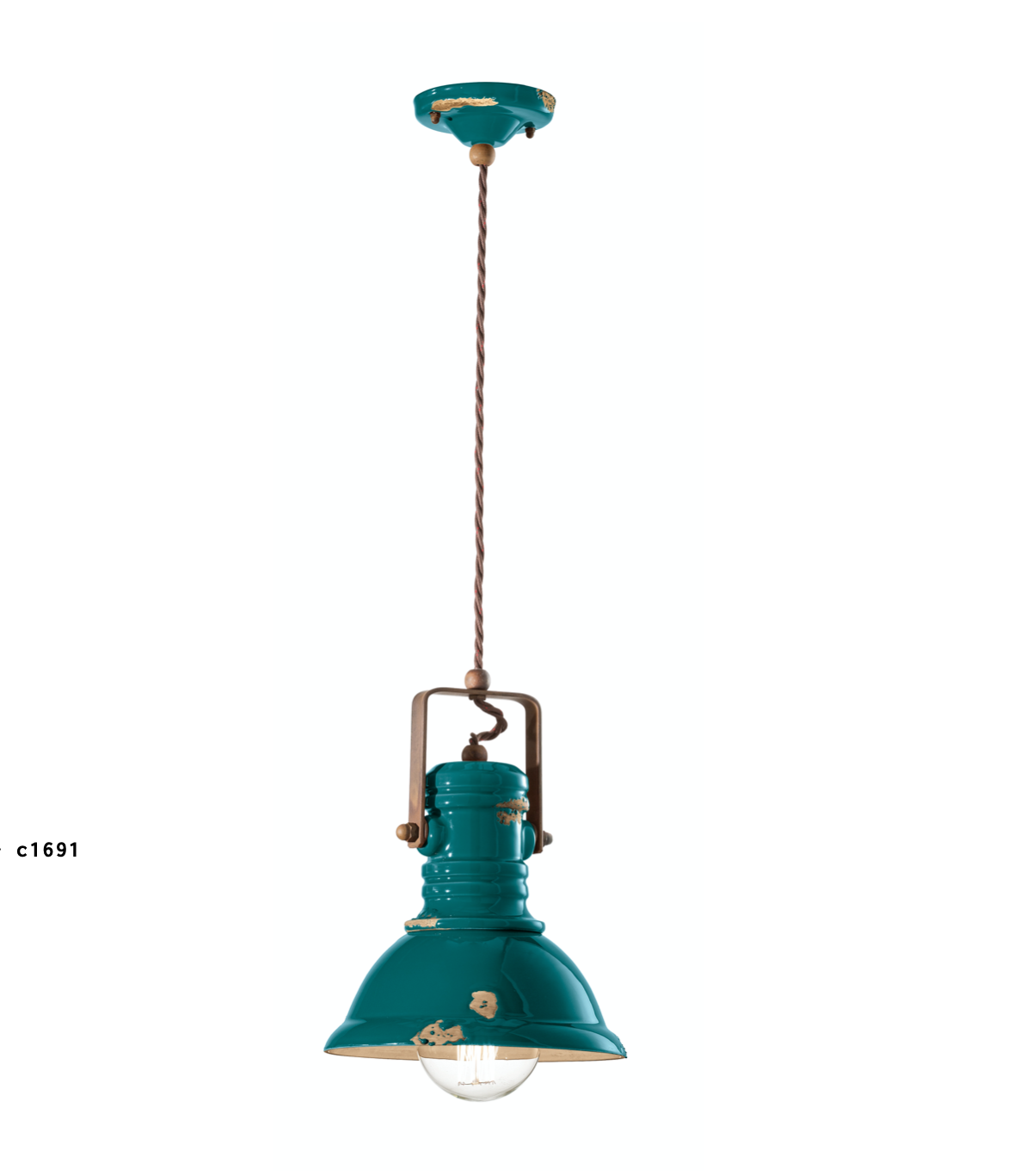 imagen lámpara colgante Industrial C1691 verde vintage