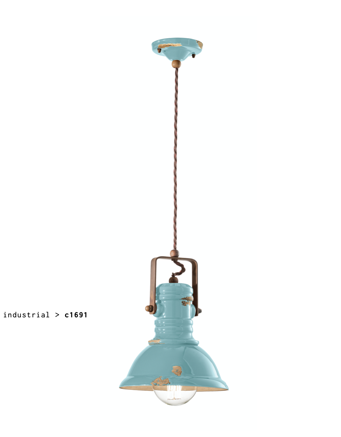 imagen lámpara colgante Industrial C1691 azul claro