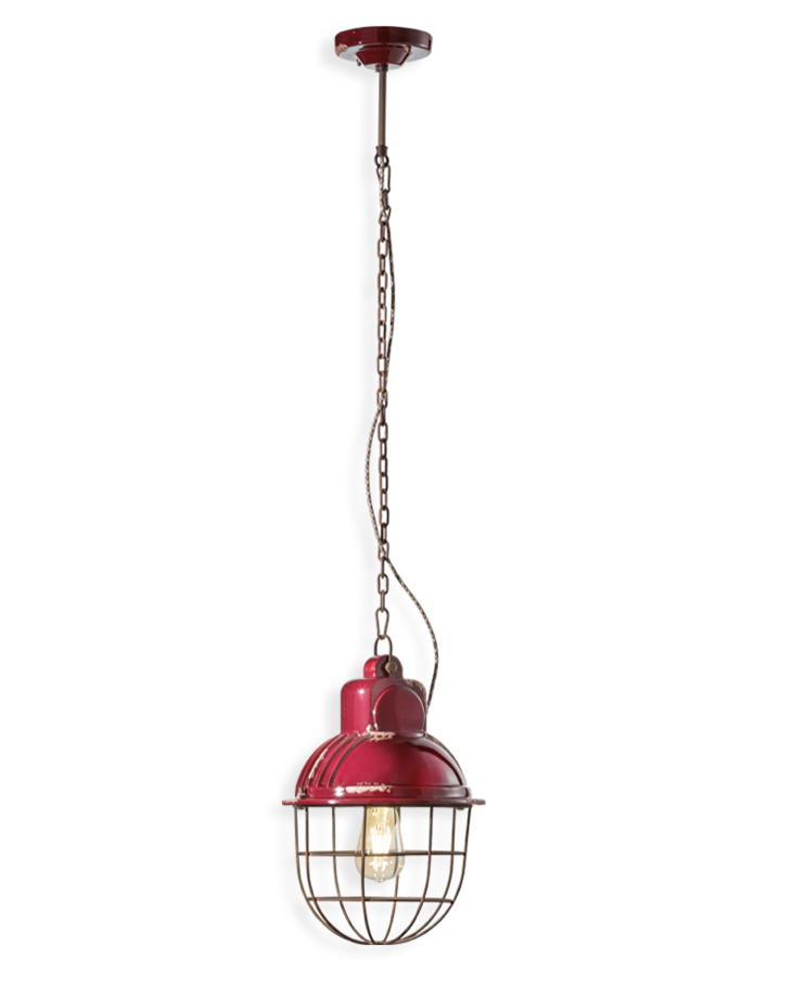 imagen lámpara colgante Industrial C1770 rojo burdeos