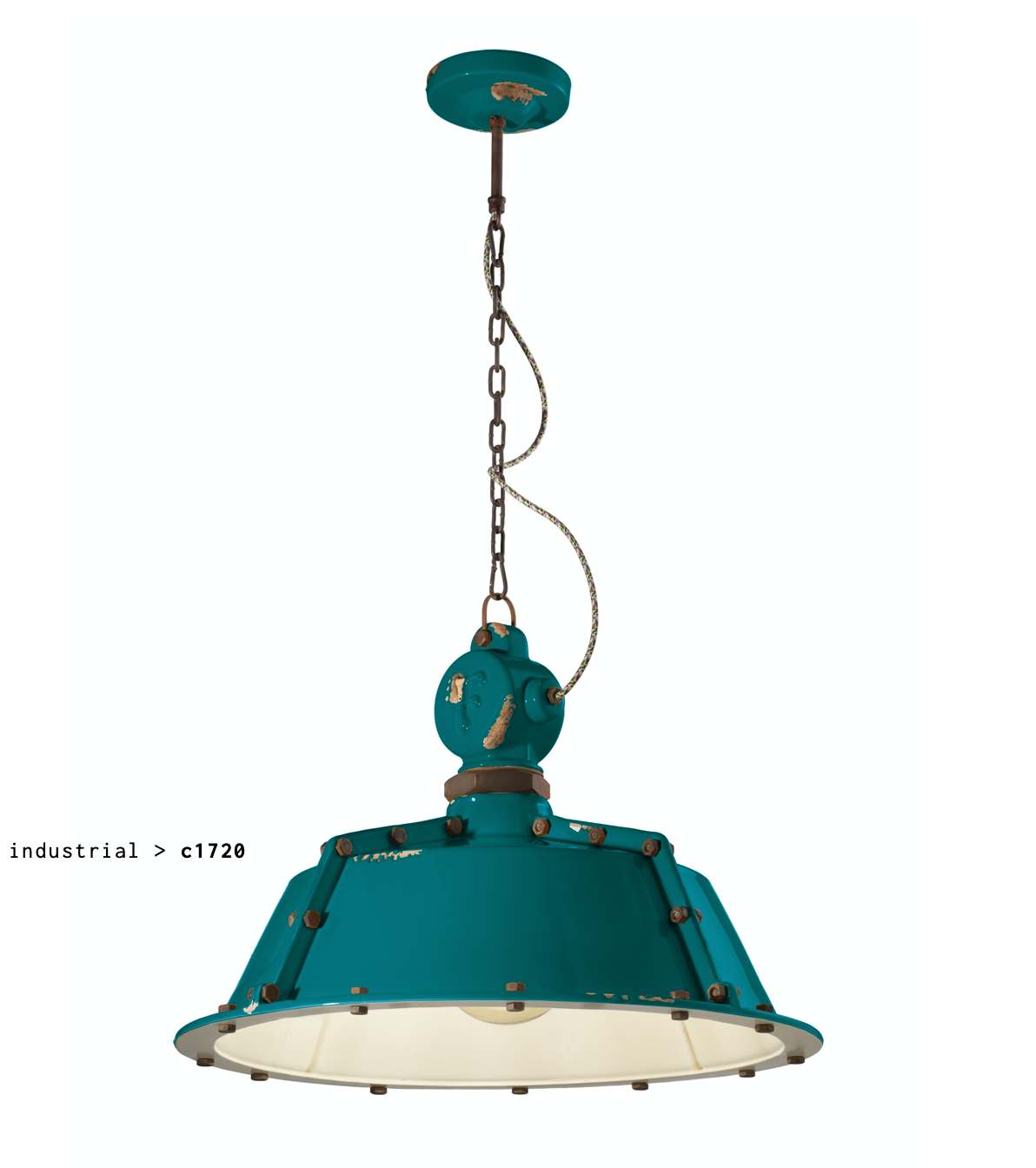 imagen lámpara colgante Industrial C1720 verde vintage