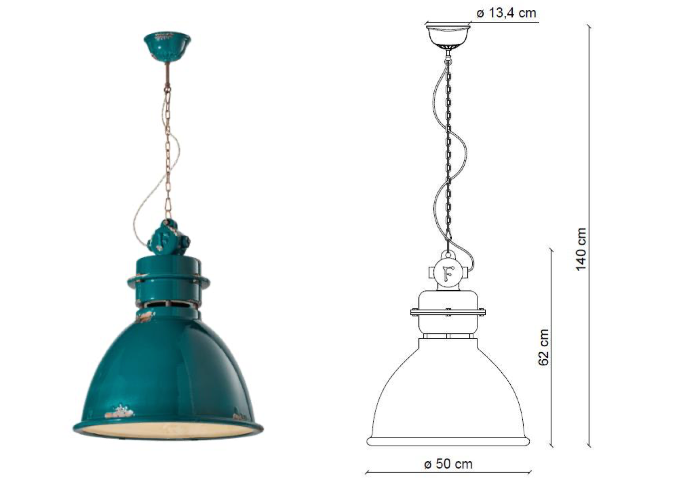 medidas lámpara colgante Industrial C1750 