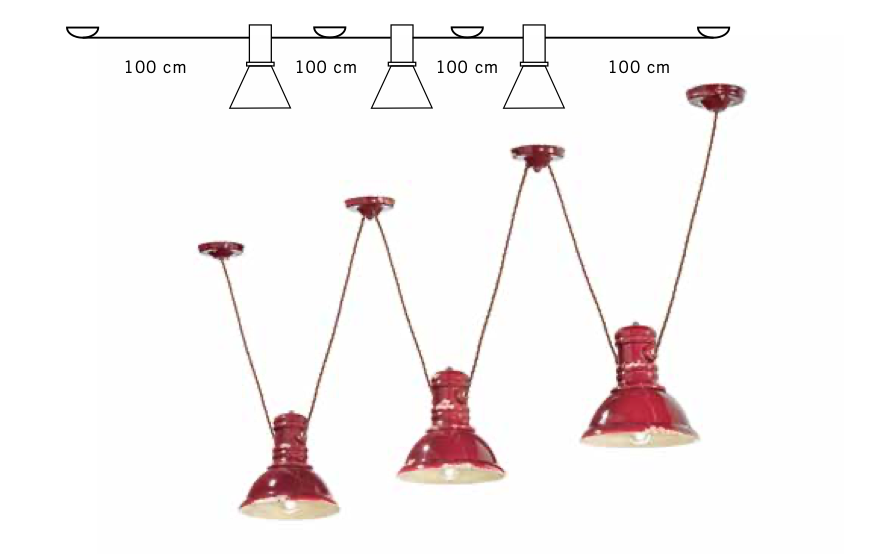 medidas lámpara colgante triple foco Industrial C1692