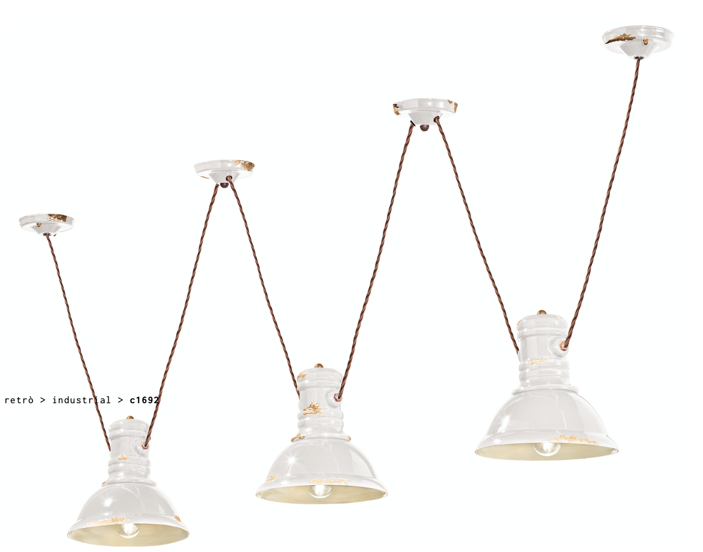 imagen lámpara colgante triple foco Industrial C1692 blanco