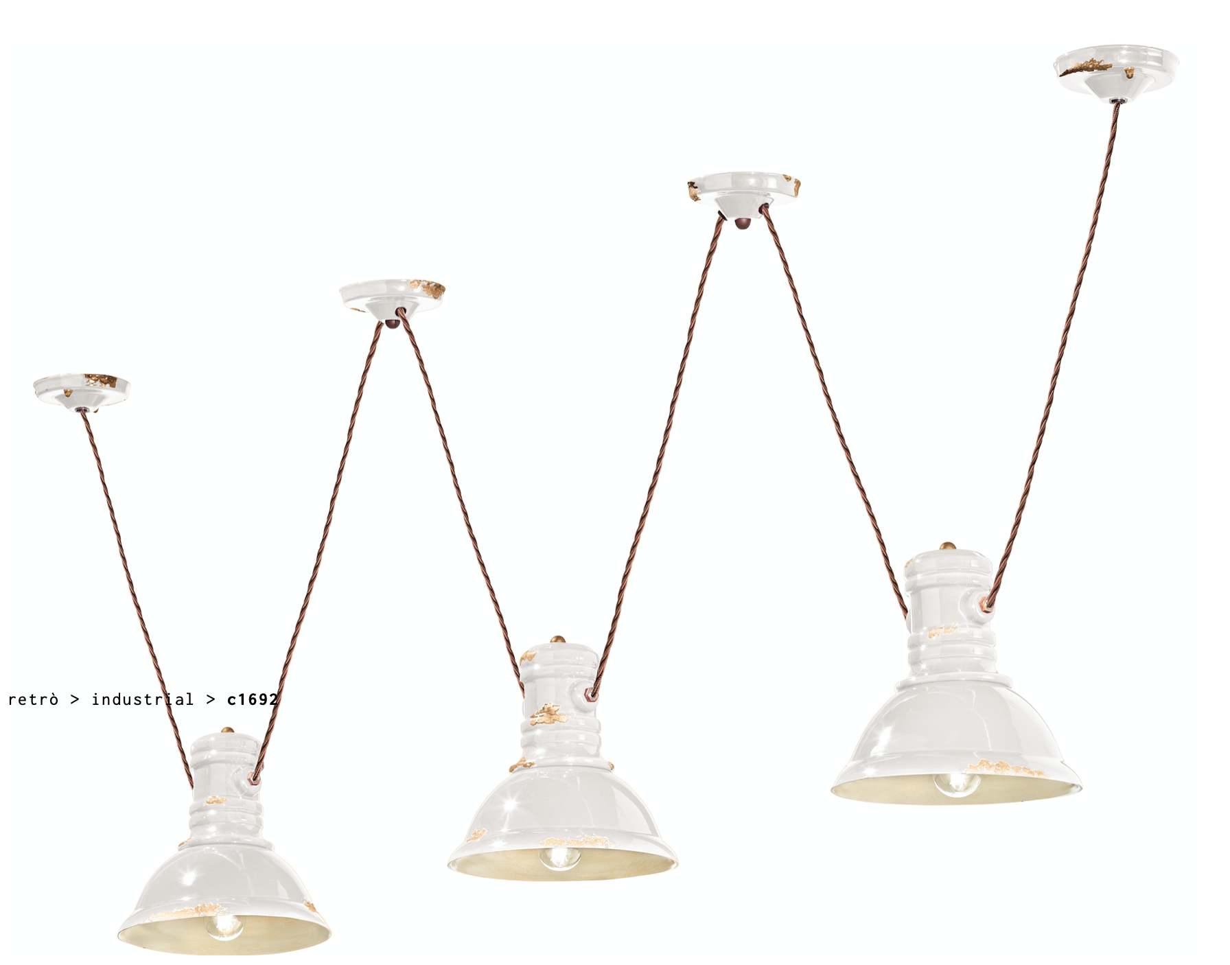 imagen lámpara colgante triple foco Industrial C1692 blanco