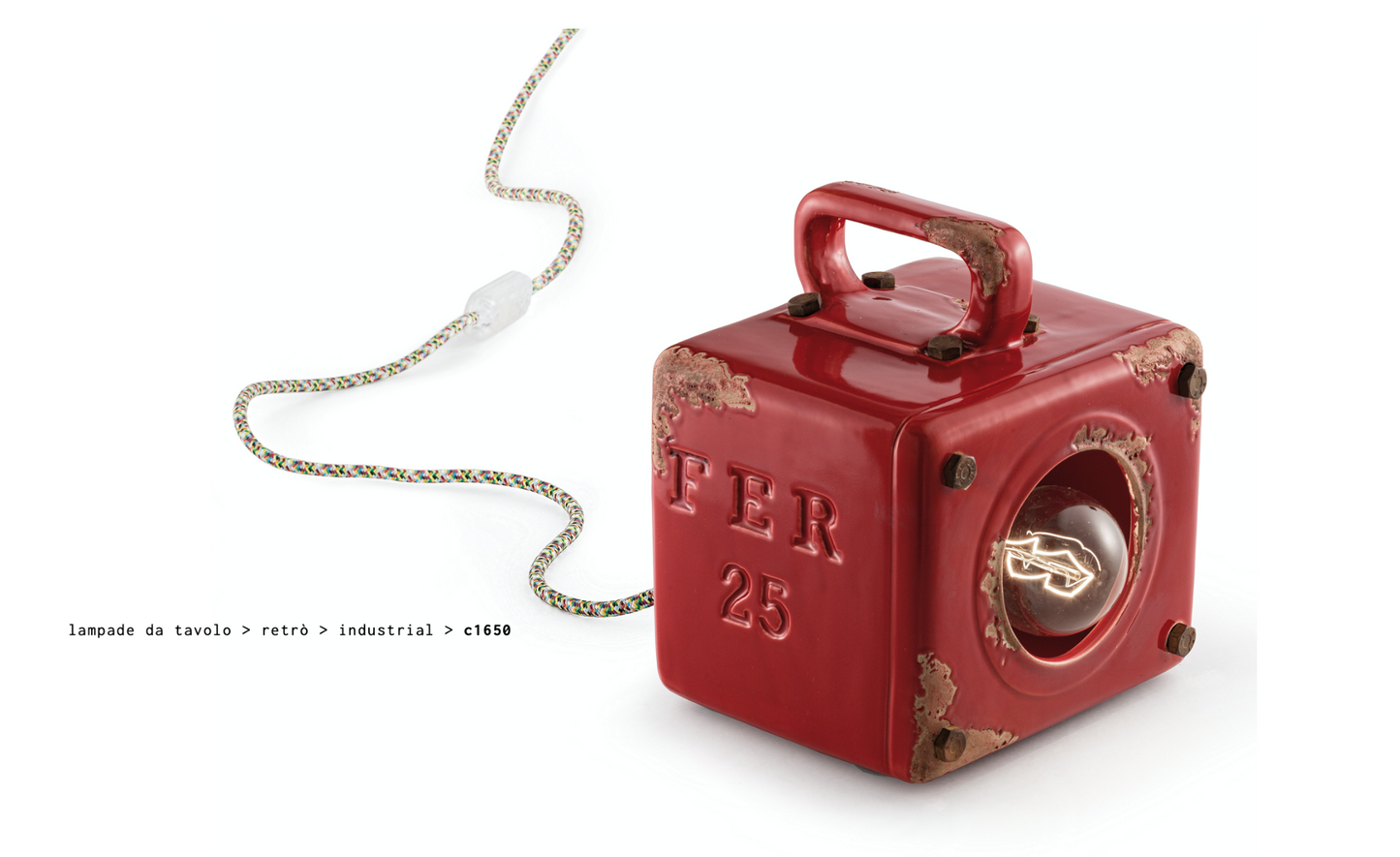imagen lámpara sobremesa Industrial C1650 rojo