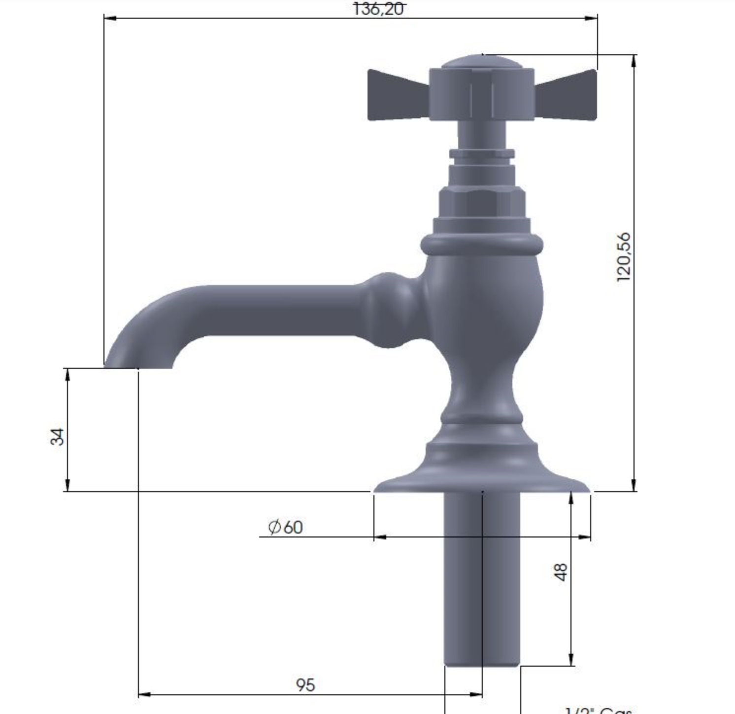 medidas lavabo con grifería RL100 