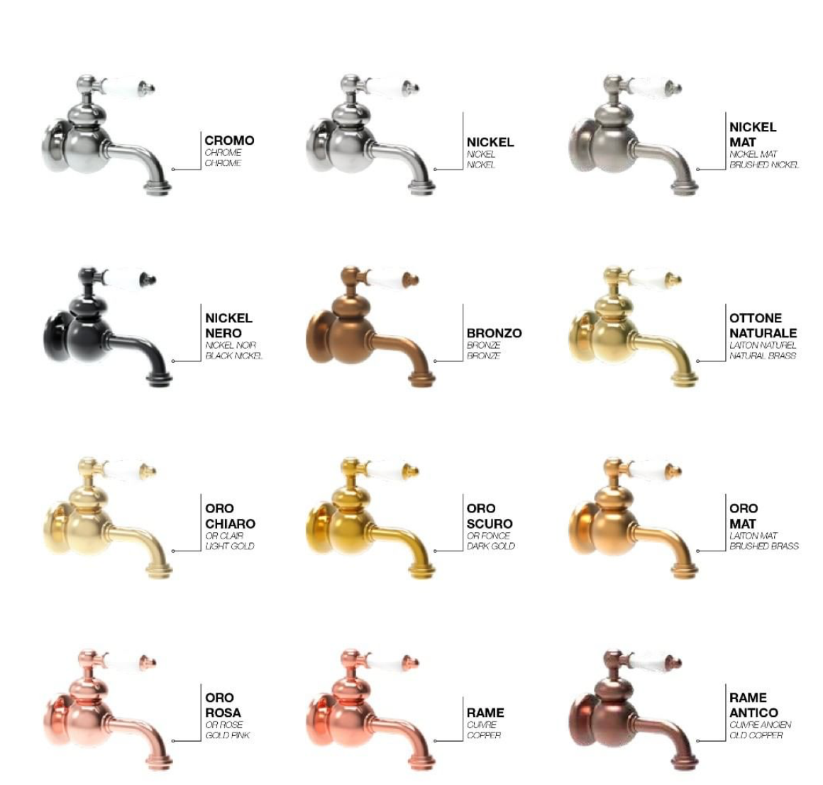 imágenes grifería lavabo RL1022 todos los acabados