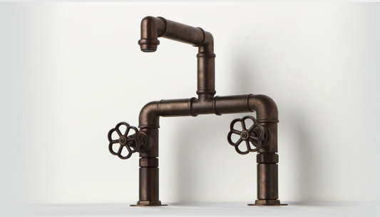 imagen grifería Industrialis en corten/marguerite