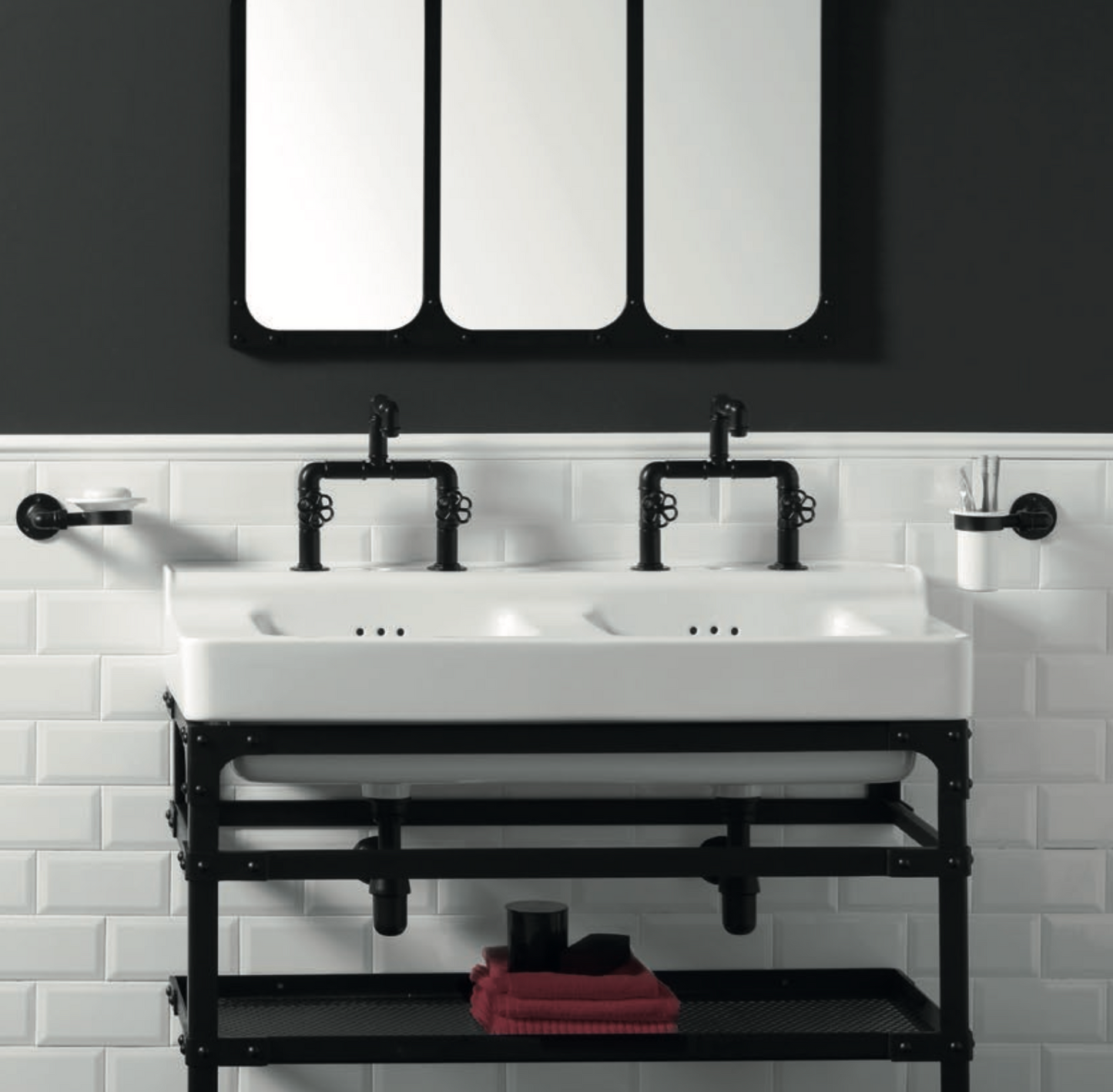 ambientación baño con grifería Industrialis 
