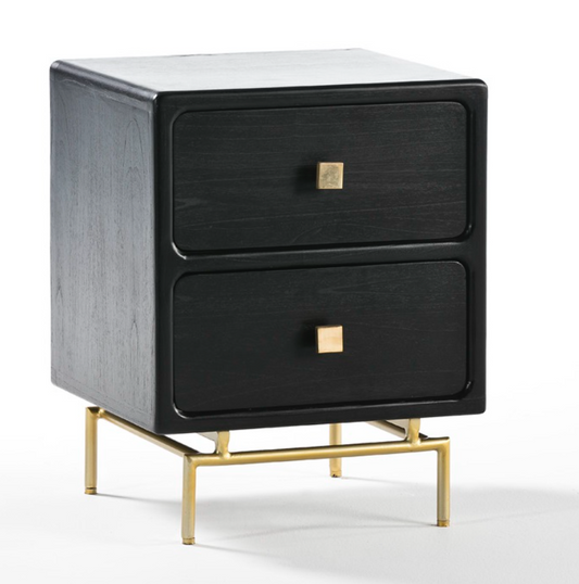 imagen mesita noche madera negro/metal dorado