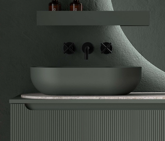 imagen lavabo sobreencimera capsula en verde Army