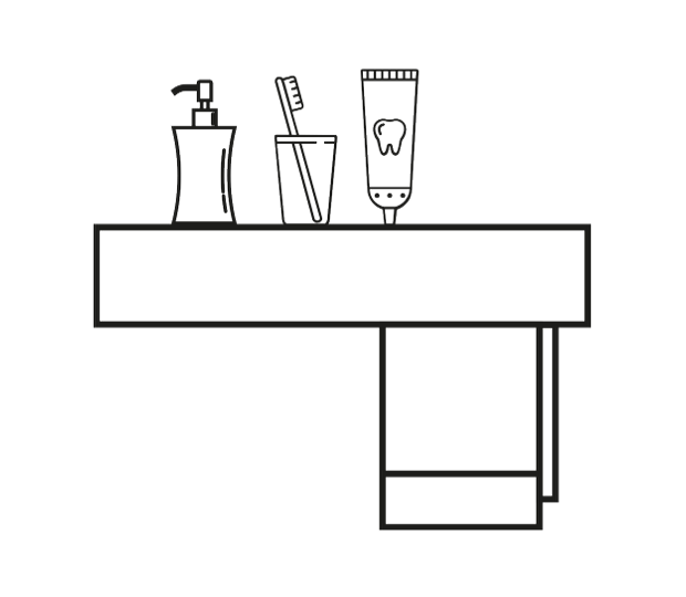 dibujo estante barra con toallero
