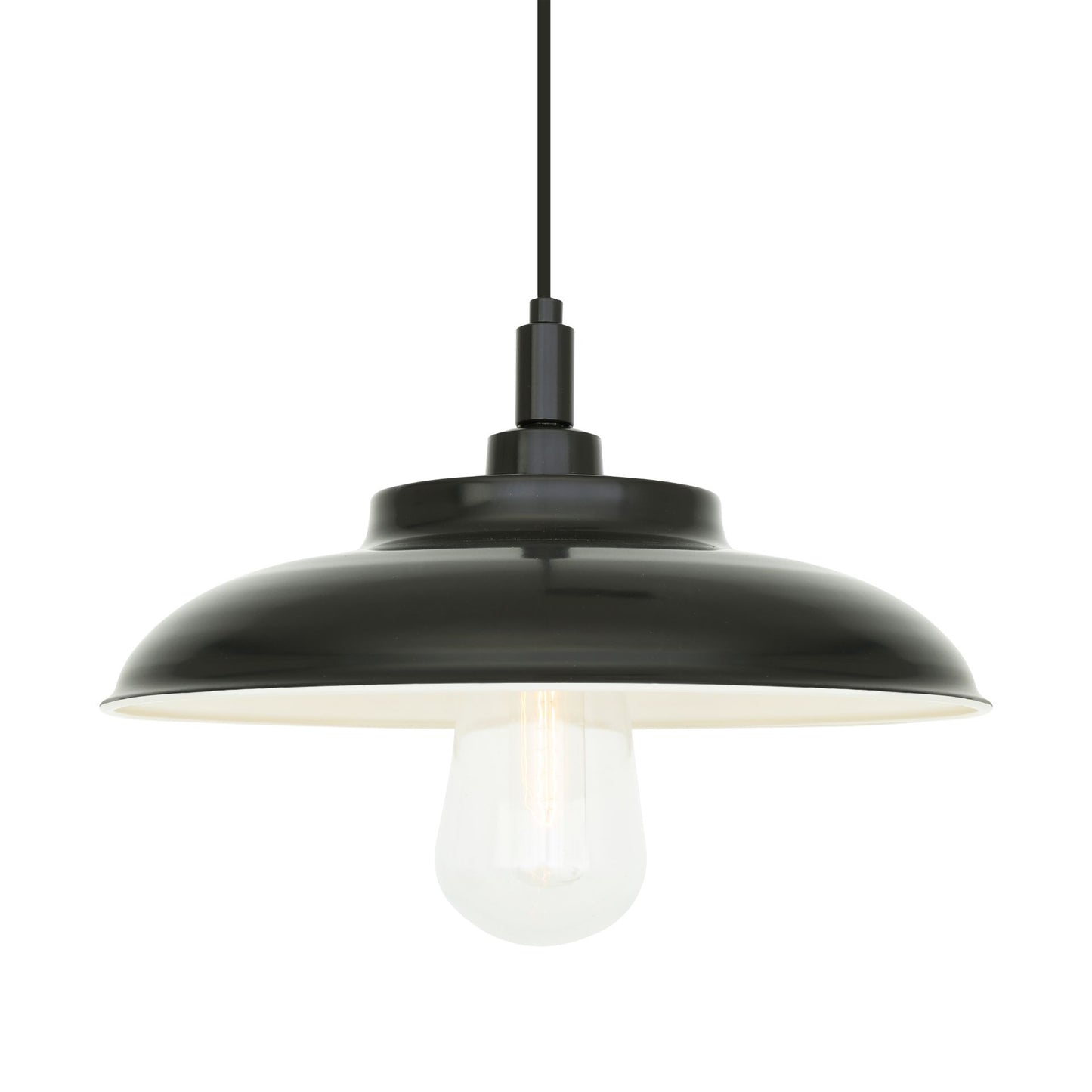 imagen lámpara colgante baño Darya IP65 en negro mate con vidrio opaco