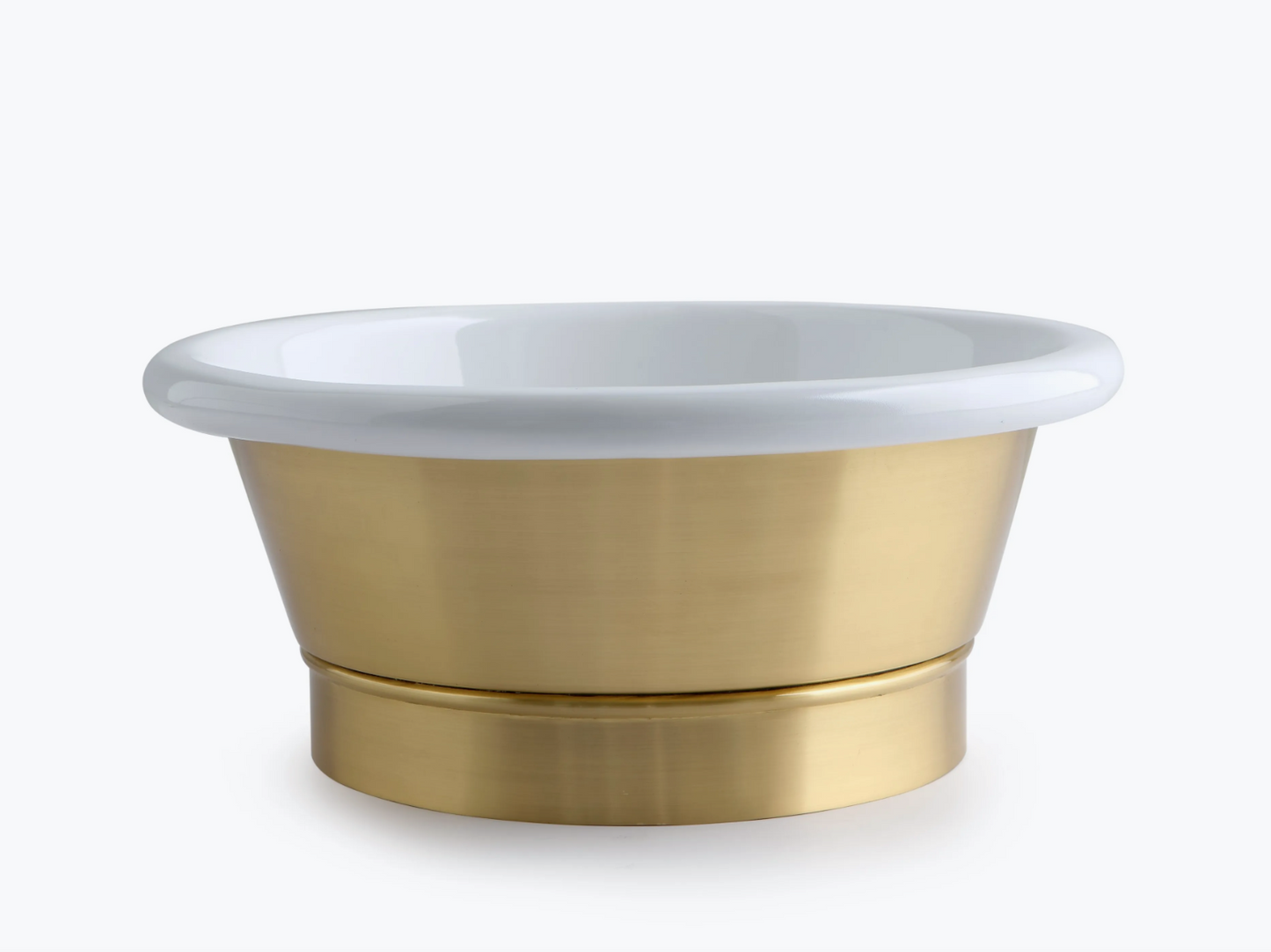 imagen lavabo cobre Circle en latón cepillado ext y esmalte blanco interior