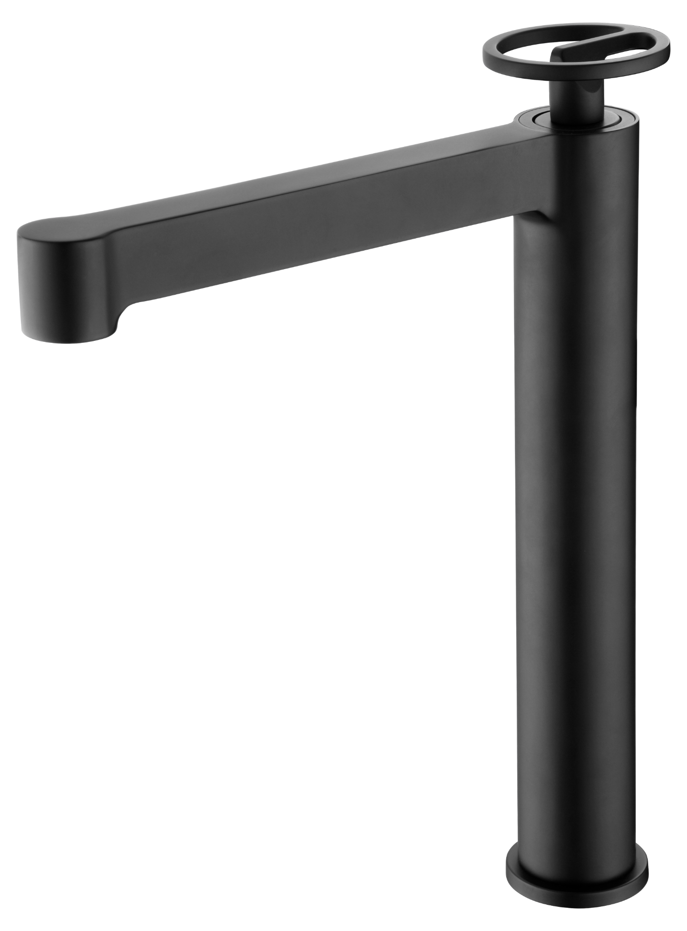 IMAGEN GRIFO LAVABO MONOMANDO CAÑO ALTO OLIMPO NEGRO MATE