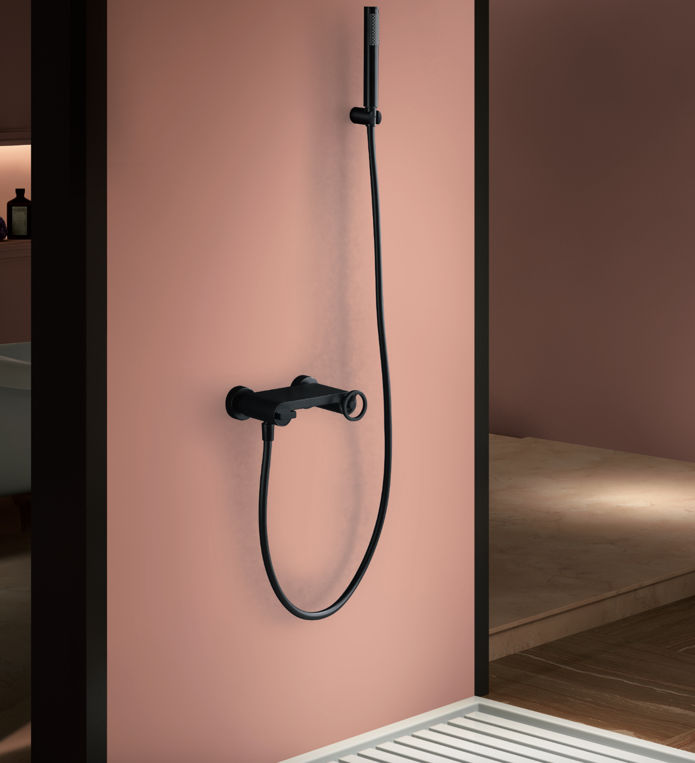 imagen grifería baño ducha Olimpo negro mate