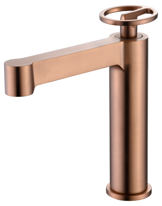 imagen grifería lavabo monomando Olimpo oro rosa cepillado
