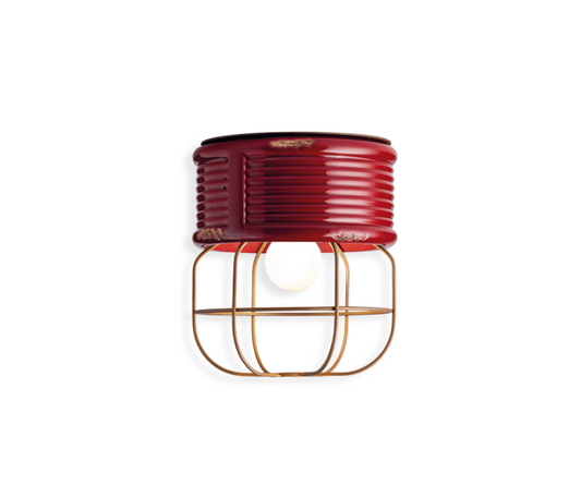 imagen lámpara techo C2342 estilo Industrial en Rojo Burdeos Vintage