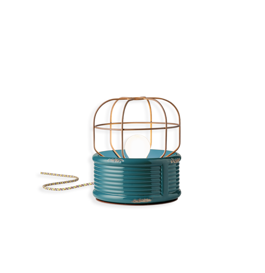 imagen lámpara sobremesa estilo Industrial en verde vintage