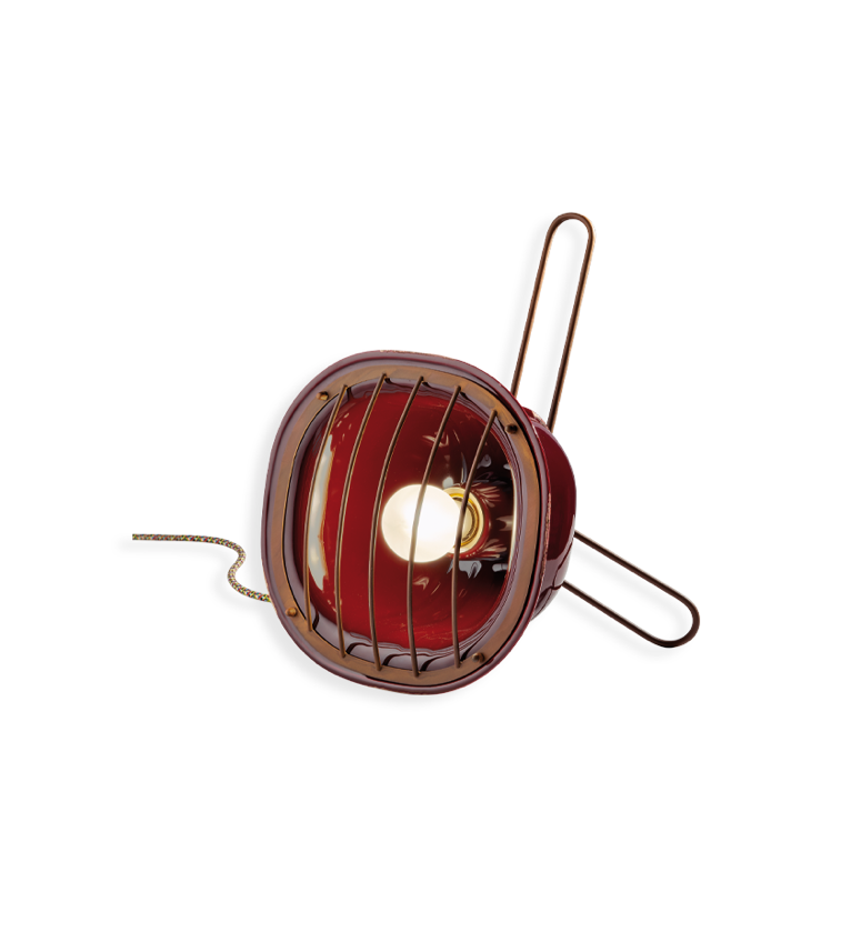 imagen lámpara sobremesa estilo Industrial en rojo burdeos vintage