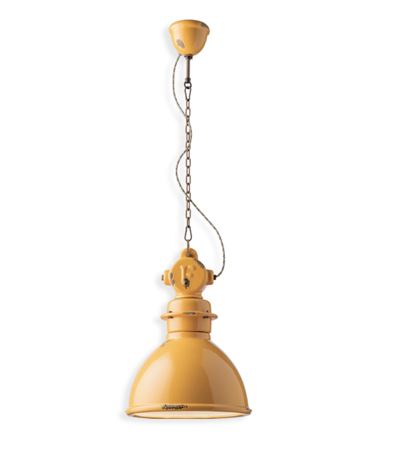 imagen lámpara colgante estilo Industrial en amarillo vintage