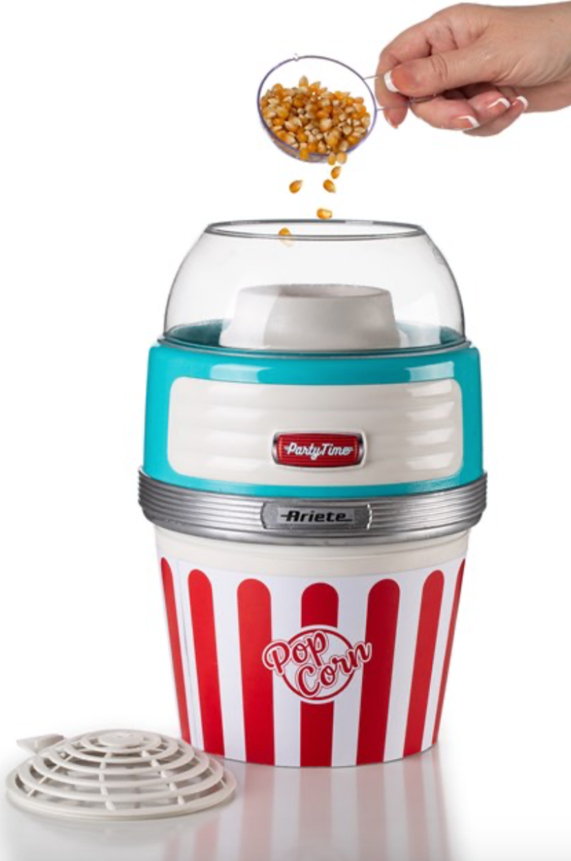 imagen máquina de palomitas Party Time Big Popper azul de Ariete estilo Retro