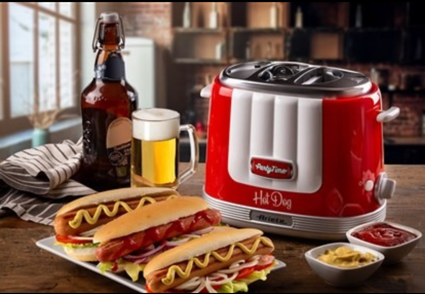 ambientación con máquina Hot Dog Party Time roja de Ariete estilo Retro