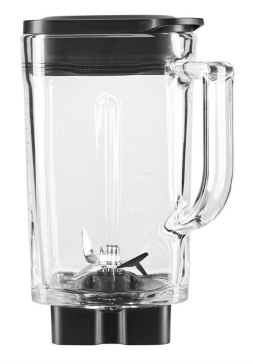 detalle batidora vaso Artisan KitchenAid en negro