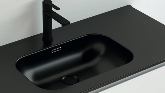 imagen encimera negra con lavabo integrado Planet