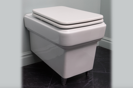 imagen wc  suspendido So Fifties con patas  y con tapa en blanco
