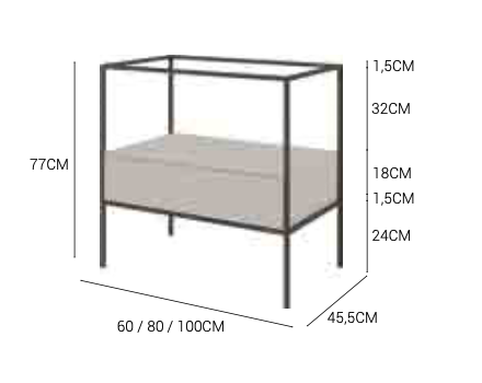 medidas mueble portalavabo con cajón Tribeca 