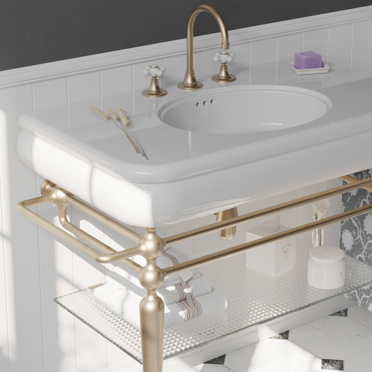 imagen lavabo Romantica grande estilo Vintage con soporte metálico a suelo