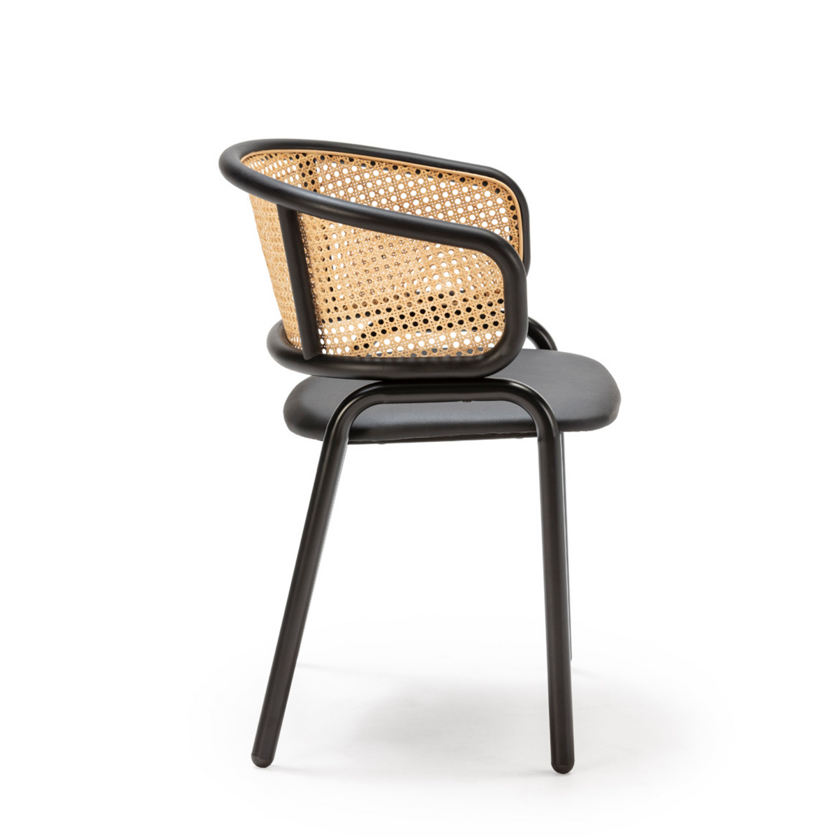 Silla con Reposabrazos Ratán Natural y Metal Negro Estilo Vintage | Thai Natura | Retrotimes